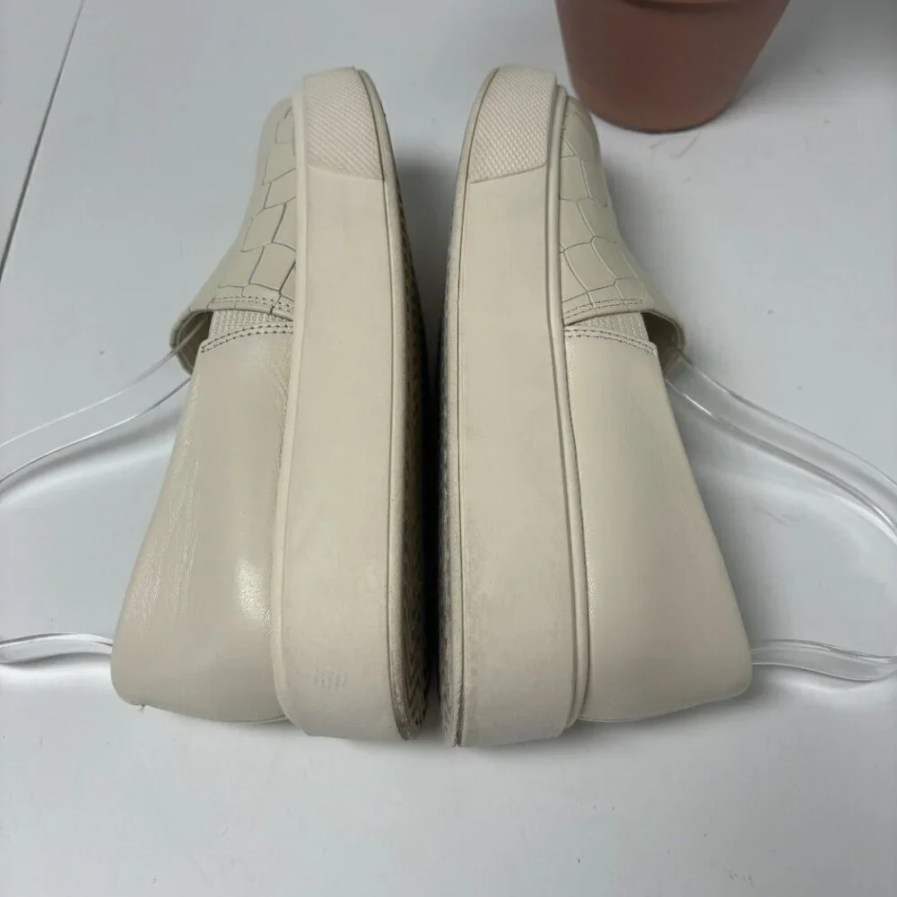Vince Shoe Warren Platform Slip-on Sneaker Croc‎ Embossed Leather Goring Cream